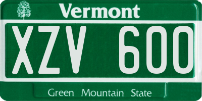 VT license plate XZV600