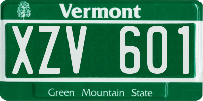 VT license plate XZV601