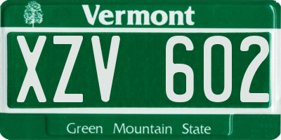 VT license plate XZV602