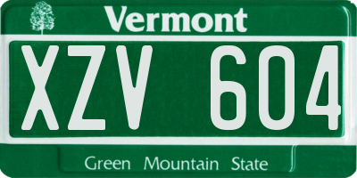 VT license plate XZV604