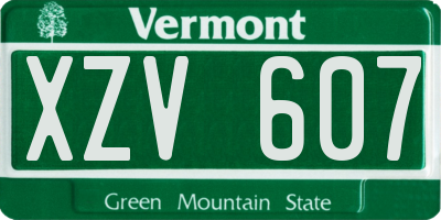 VT license plate XZV607