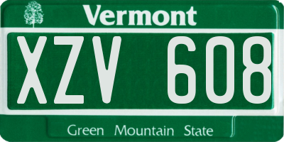 VT license plate XZV608