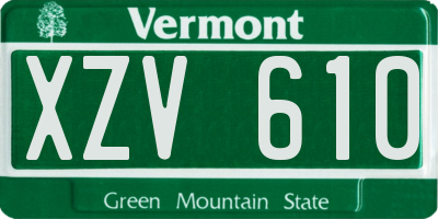 VT license plate XZV610