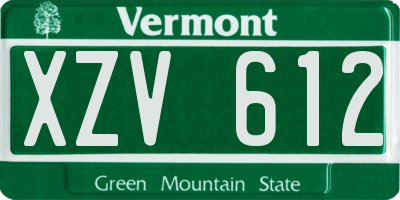 VT license plate XZV612