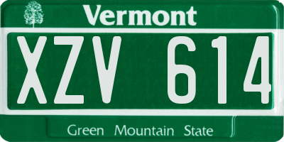 VT license plate XZV614