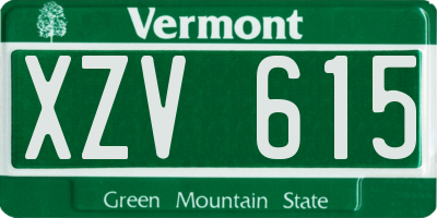 VT license plate XZV615