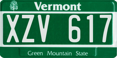VT license plate XZV617