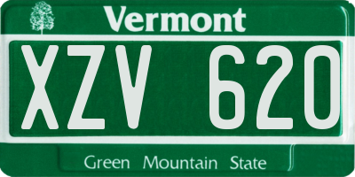 VT license plate XZV620