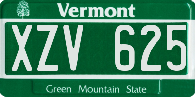 VT license plate XZV625