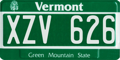 VT license plate XZV626