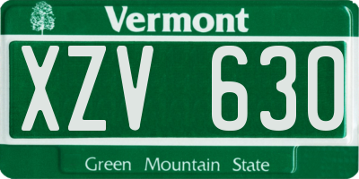 VT license plate XZV630