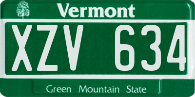 VT license plate XZV634