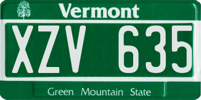 VT license plate XZV635