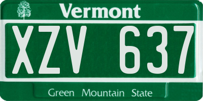 VT license plate XZV637