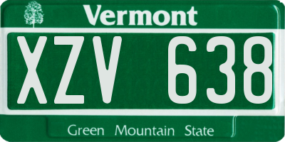 VT license plate XZV638