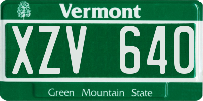 VT license plate XZV640