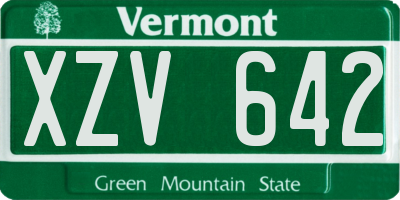 VT license plate XZV642