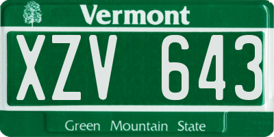 VT license plate XZV643