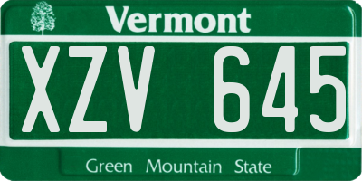 VT license plate XZV645