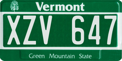VT license plate XZV647