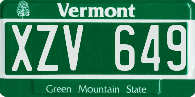 VT license plate XZV649