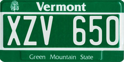 VT license plate XZV650