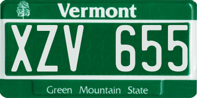 VT license plate XZV655