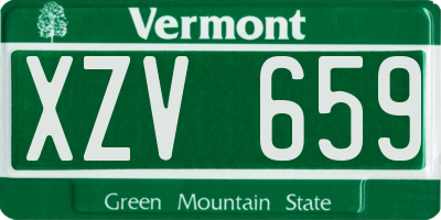 VT license plate XZV659