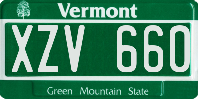 VT license plate XZV660