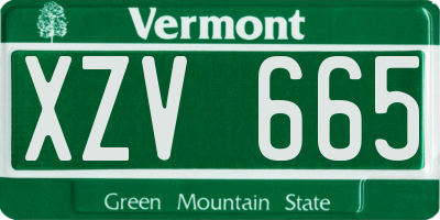 VT license plate XZV665