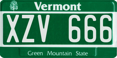 VT license plate XZV666