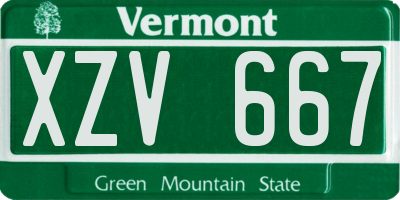 VT license plate XZV667