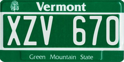 VT license plate XZV670