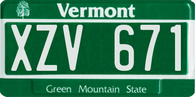 VT license plate XZV671