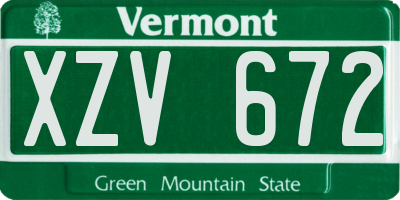 VT license plate XZV672