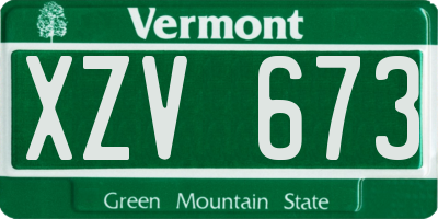 VT license plate XZV673