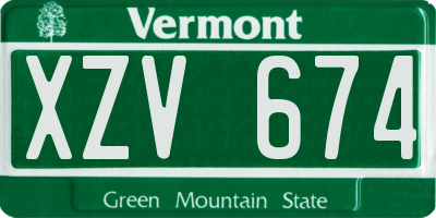 VT license plate XZV674