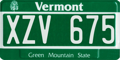 VT license plate XZV675
