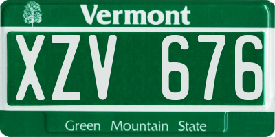 VT license plate XZV676