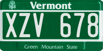 VT license plate XZV678