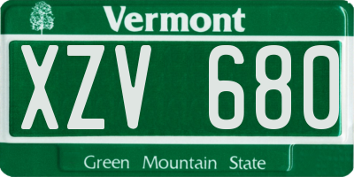VT license plate XZV680
