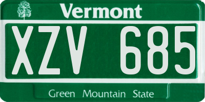 VT license plate XZV685