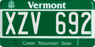 VT license plate XZV692