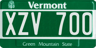 VT license plate XZV700