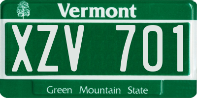 VT license plate XZV701