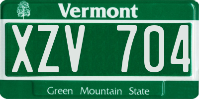 VT license plate XZV704