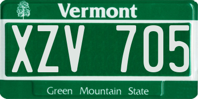 VT license plate XZV705