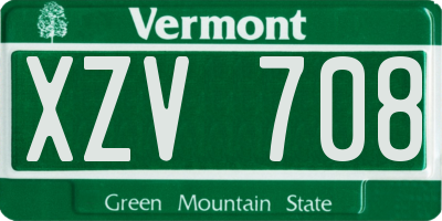 VT license plate XZV708