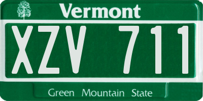 VT license plate XZV711