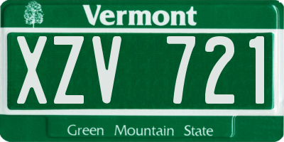 VT license plate XZV721